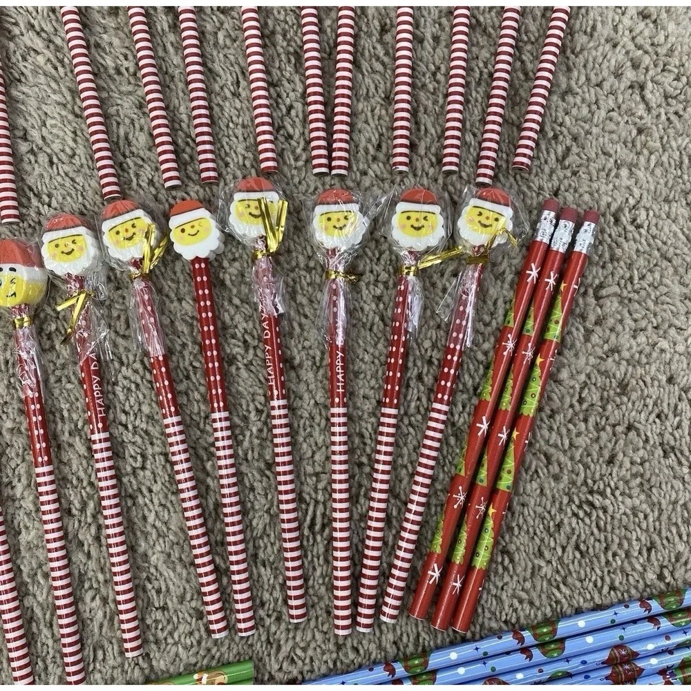Holiday Mixed Lot of 60 Christmas‎ Holiday Pencils Unsharpened